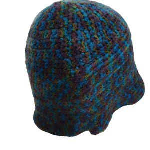 Bucket Hat blue mermaid multicolor handknit